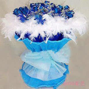 11支蓝色玫瑰鲜花花束祝福生日礼物送客户长