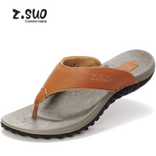 Z．Suo/走索夏季<span class=H>欧美</span>牛皮夹趾人字拖男士沙滩凉拖鞋休闲潮017-88