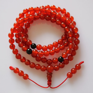  晶通天然水晶 红玛瑙佛珠手链108颗 女男士毛衣链 开光本命年转运