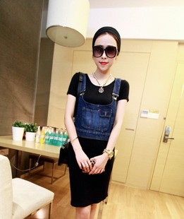 1056#2014新款吊带<em>牛仔</em>小<em>马甲</em>+后开叉螺旋<em>棉</em>