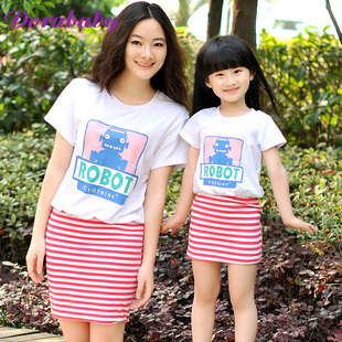  出游必备 亲子装夏装母女装新款 韩版女童连衣裙子母女裙装夏