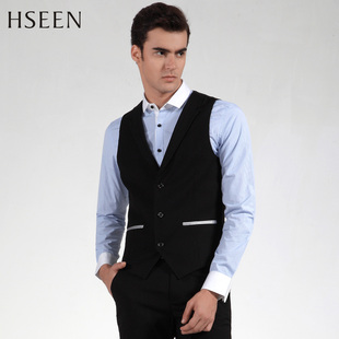 HSEEN韩臣 秋冬装新款男士单排扣西装马甲 时尚西服马夹 HS606