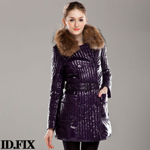 【2012新品特价】IDF依迪菲 貉子毛领女式亮面防水羽绒服FYW1102