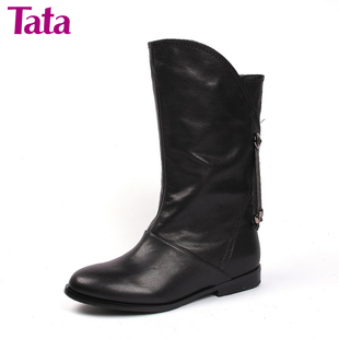  Tata/他她 牛皮FYU66R 冬季新品 中筒 女皮靴(绒里)  正品