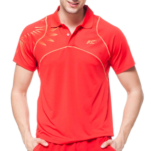 KaiSheng Kason badminton series red orange blouse/short sleeve man game FAYE019-2