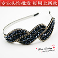 义乌头饰品批发 韩国韩版发饰满包邮水晶手工串珠发箍头箍头扣G12