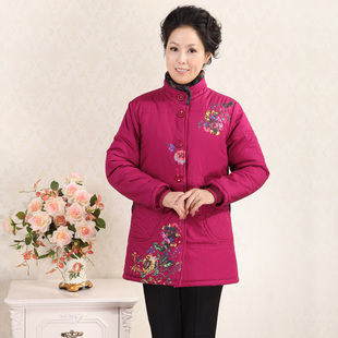  桃花儿开中老年服装妈妈装冬装 棉袄外套中老年棉服女装冬中年