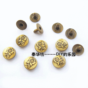  DIY配件/DIY撞钉/朋克铆钉/DIY柳钉/圆形钉 10MM玫瑰花,2色