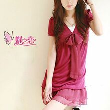 两件包邮 2010夏新品韩版淑女纯色蝴蝶结 雪纺吊带两件套连衣裙