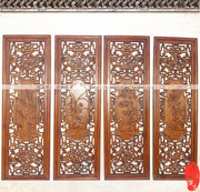 东阳木雕画挂件，中式客厅壁饰香樟实木，条屏挂屏梅兰竹菊四件套