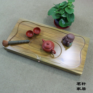 绿檀木茶盘整块实木长方形功夫茶具家用茶海黑檀茶台平板