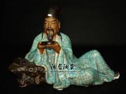 苏东坡观砚中式人物装饰品摆件工艺石湾陶瓷公仔玄关家居客厅