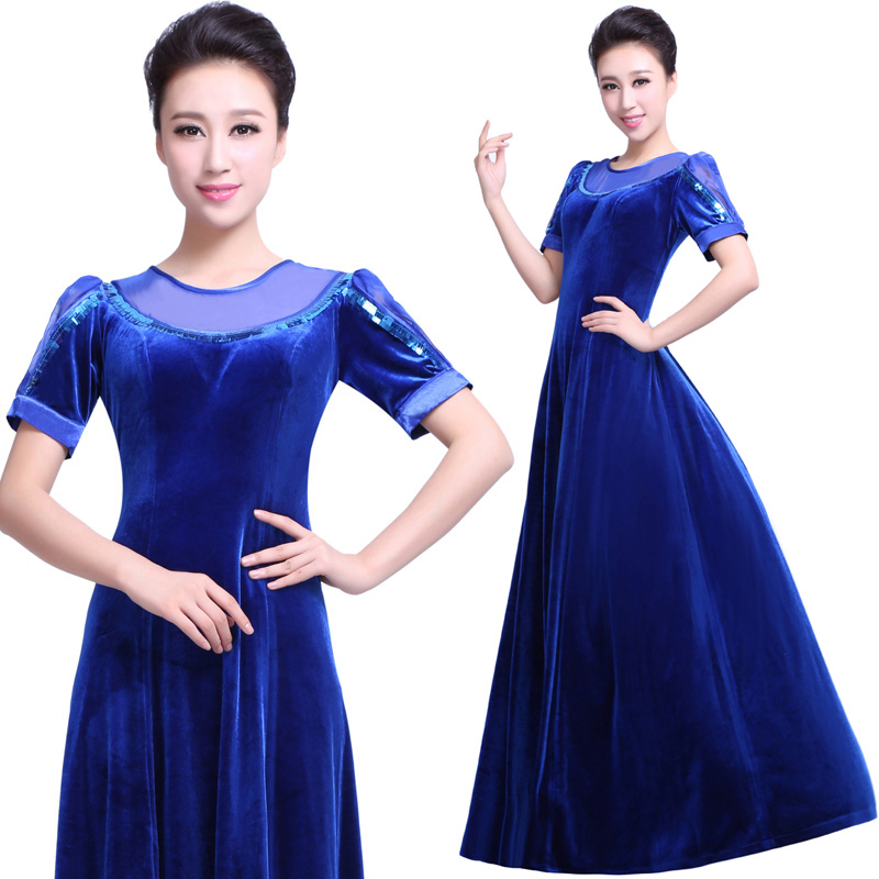 U.S. Department of style velvet Short sleeved Command clothes Middle and old age Chorus show clothing Solo Costume customizedin the Women's clothing/Boutique , Costume/National costume/Stage costumes , National costume/Costumes category - from Buy2taobao.com to provide professional Taobao agent buy service