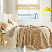 冬季加厚三层毛毯复合绒毯保暖休闲毯子法莱，绒单人双人盖毯盖被