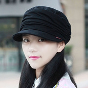 女式韩版软沿鸭舌帽春秋，柔软褶皱平顶帽，大码男帽洋气显脸小布帽子