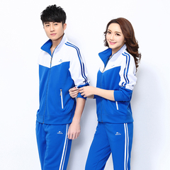 蓝色运动会服装中学生两条杠校服