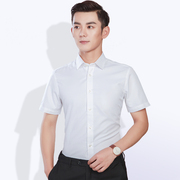 男士衬衫短袖夏季商务职业休闲韩版修身青年纯色半袖寸正装白衬衣(白衬衣)