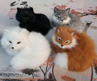 四色森林道具仿真皮毛，动物狐狸模型摆件，毛绒玩具卡通宠物白狐