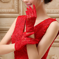 新娘手套，红色长款婚纱，礼服旗袍