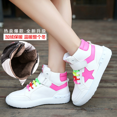 儿童运动鞋女童鞋2016冬季新款潮真皮休闲板