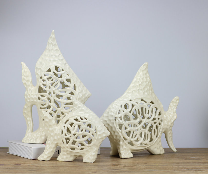 Postmodern Hollow ceramics white Goldfish Decoration TV cabinet tea table Home Furnishing ornament furniture Soft loading Accessoriesin the Home accessories , Decoration category - from Buy2taobao.com to provide professional Taobao agent buy service