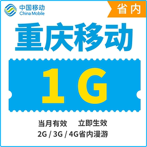 重庆移动流量充值 1G省内本地流量包当月有效