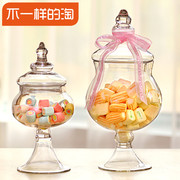 欧式玻璃糖果罐子玻璃储物罐透明糖果罐婚庆摆件
