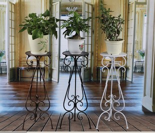 欧式铁艺花架落地式花几室内客厅单层绿萝花，盆架白色吊兰花架