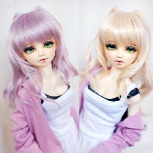 新色【花凌】1/3 1/4bjd dd/mdd假发 二次元折角猫耳