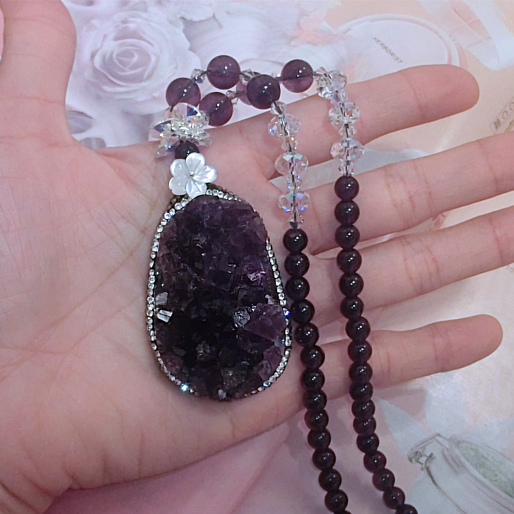 Uruguay natural amethyst sweater chain Long necklace amethyst rough Cluster Pendant Accessories Korean Editionin the Accessories/Fashion Jewelry, Necklace category - from Buy2taobao.com to provide professional Taobao agent buy service