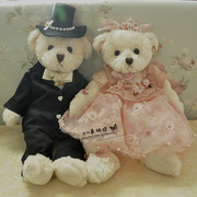 韩国婚纱泰迪熊情侣熊大号车头压床娃娃结婚公仔婚礼对偶摆件