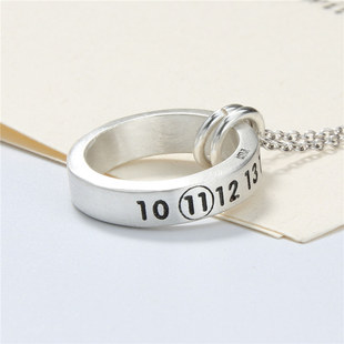 纯银戒指项链男女情侣刻字指环，吊坠一对创意情人，节表白礼物3d打印