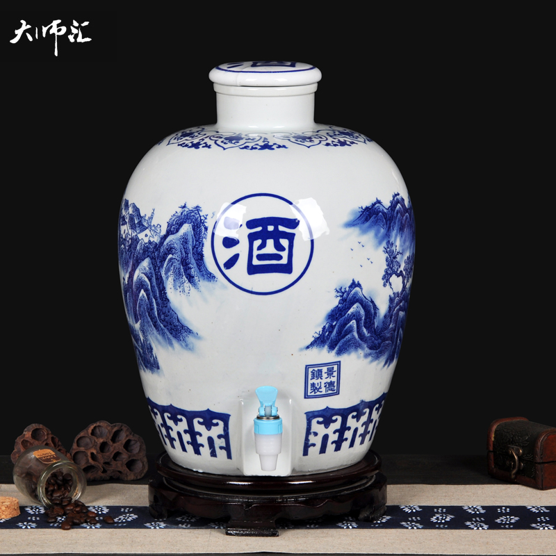 景德镇陶瓷酒坛30斤密封酒壶酒缸自酿酒瓶泡酒瓶无铅酒坛子带龙头在类目 餐饮具, 酒壶/酒杯/酒具, 家用酒壶中 - 来自Buy2taobao.com提供专业的淘宝代购服务