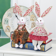 创意田园树脂摆件布艺兔子，吊脚娃娃家居，饰品生日结婚礼物装饰品