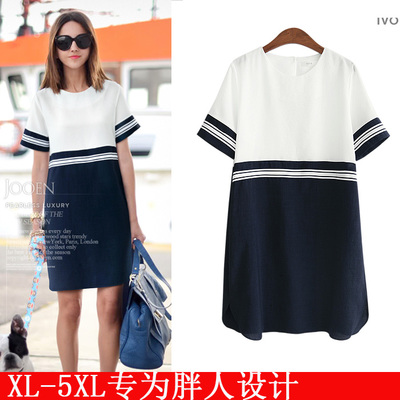 200 Pounds of fat mm Summer wear leisure time Show thin Short sleeved Long Dressin the Women's clothing/Boutique , Large size women category - from Buy2taobao.com to provide professional Taobao agent buy service