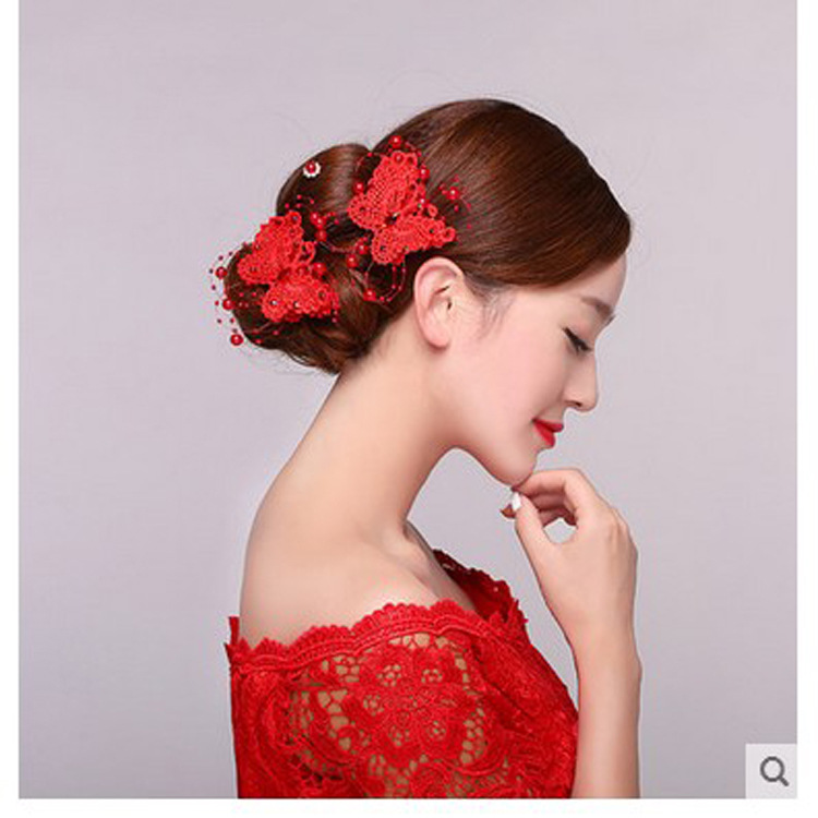 新娘饰品 嫣然韩式新娘头饰红色发夹蝴蝶结发饰品 结婚礼服配饰在类目 服饰配件/皮带/帽子/围巾, 婚纱礼服配件, 新娘头饰中 - 来自Buy2taobao.com提供专业的淘宝代购服务