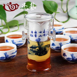 泡茶壶红茶茶具套装玻璃陶瓷，过滤双耳泡茶器功夫茶壶花茶冲茶器