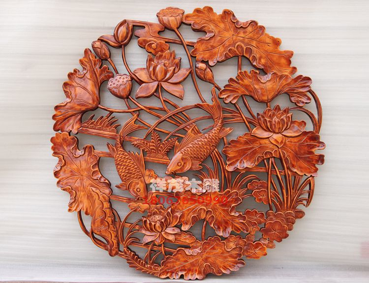 东阳木雕 挂件壁饰中式客厅背景墙荷花双鱼壁挂画 居家工艺品挂画|msdalam kategori Aksesori rumah, mural - dari Buy2taobao.com untuk memberikan perkhidmatan ejen Taobao profesional membeli