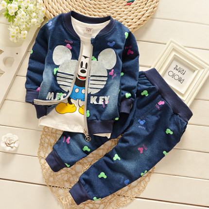 春装新款童装婴幼儿童长袖套装女宝宝男童牛仔