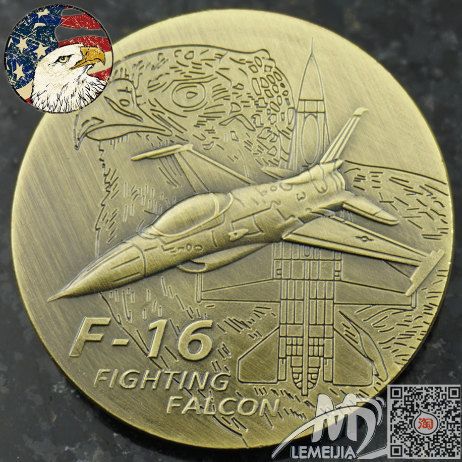 F16纪念币 战隼战斗机纪念章 美国军迷纪念币