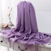 浅紫色围巾披肩两用秋冬季韩版纯色长款加厚伴娘，婚礼披肩女士围巾
