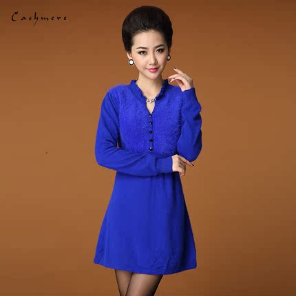 秋冬新款装<em>貂绒毛衣</em> 女中<em>长款</em>打底毛衣<em>纯貂绒</em>