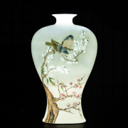 景德镇陶瓷手绘花瓶插花新中式家居客厅博古架装饰工艺品瓷器摆件