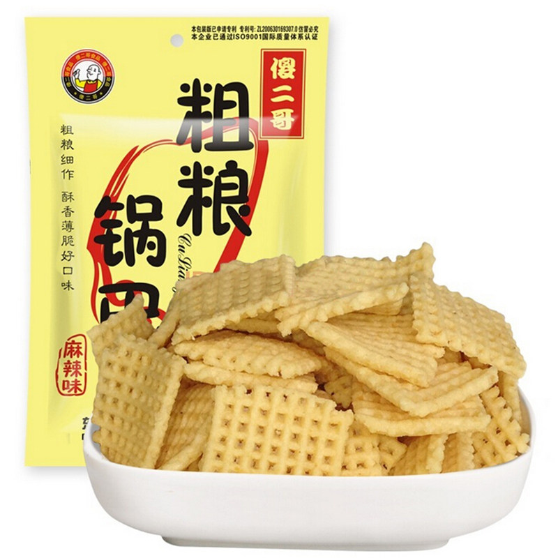 【天猫超市】傻二哥粗粮锅巴100g麻辣味脆香可口  休闲必备零食