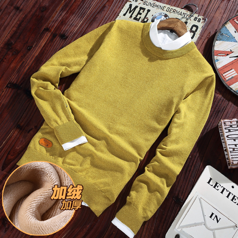 正品打折冬季新款韩版男装上衣t桖 纯色圆领加