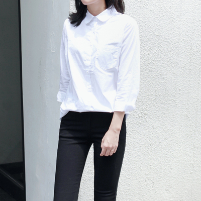 LILI EDIT/秋季2016新款白衬衫女长袖韩国宽松衬衣百搭学生上衣
