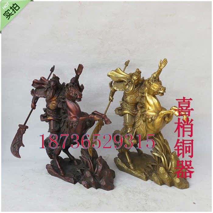 銅器新款黃銅色壹尊像開光純銅騎馬武財神銅像鎮宅工藝品人物擺件在類目 家居飾品, 擺件中 - 來自Buy2taobao.com提供專業的淘寶代購服務