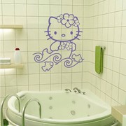 hellokitty可爱人鱼浴室，卫生间床头橱柜可爱凯蒂猫彩语墙贴纸