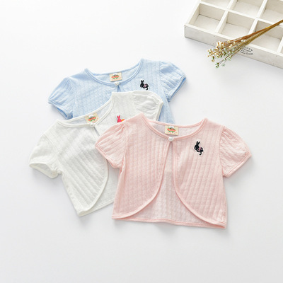 宝宝开衫外套2017夏季女童纯棉小披肩中小童纯棉百搭坎肩外出服