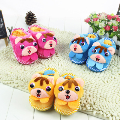 宝宝儿童棉拖鞋可爱冬季男童女童软底防滑松紧带卡通包跟学步鞋新